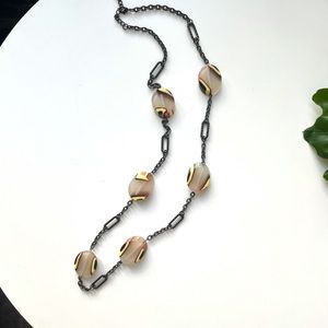 Resin Beads and Gunmetal Link Necklace